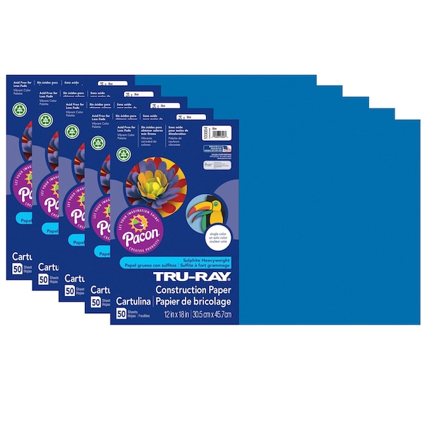 Tru-Ray Construction Paper, Blue, 12 x 18in, PK250